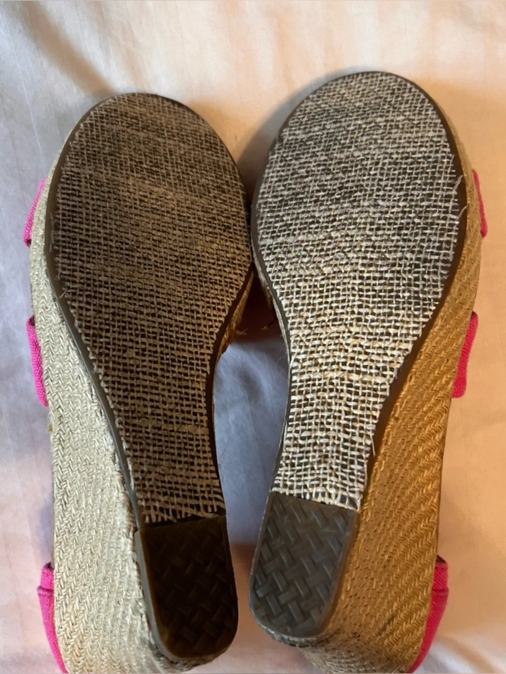 Toms Pink Strappy Wedge Espadrille Sandals